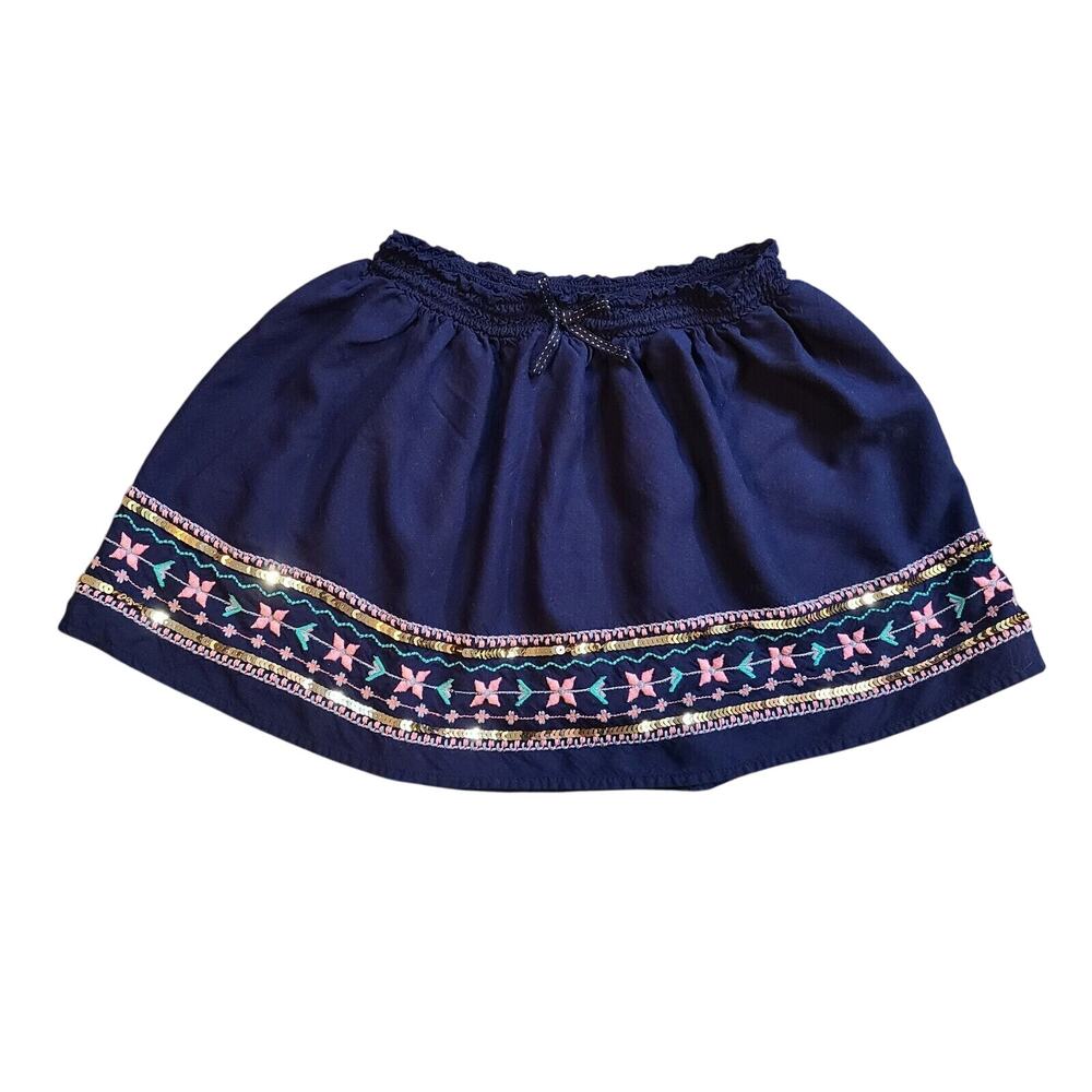 Sonoma Skirt Girls 8 Blue‎ Elastic Waist Sequin Pull On Boho Embriodered Skirt